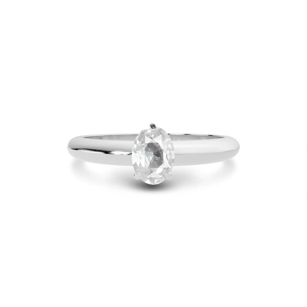 White Sapphire Platinum Ring R13