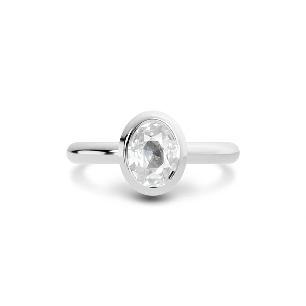 White Sapphire Platinum Ring R14