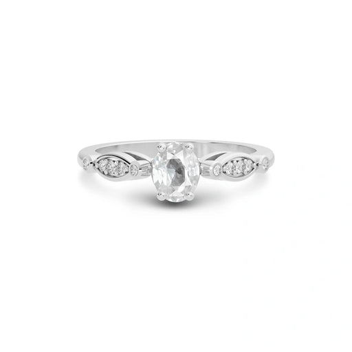 White Sapphire Platinum Ring R15