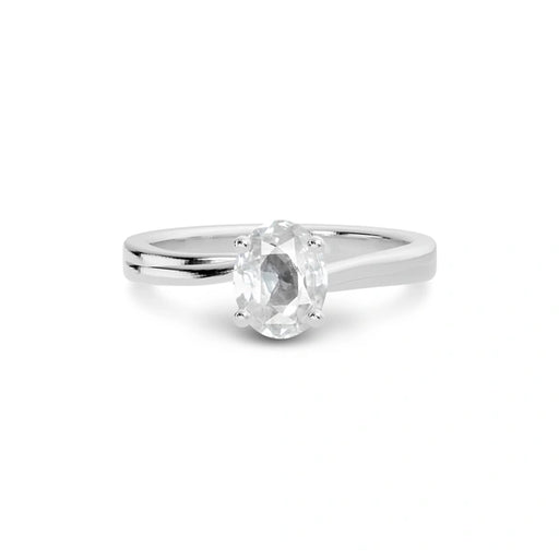 White Sapphire Platinum Ring R16