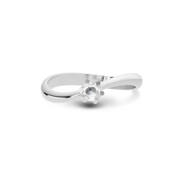 White Sapphire Platinum Ring R17