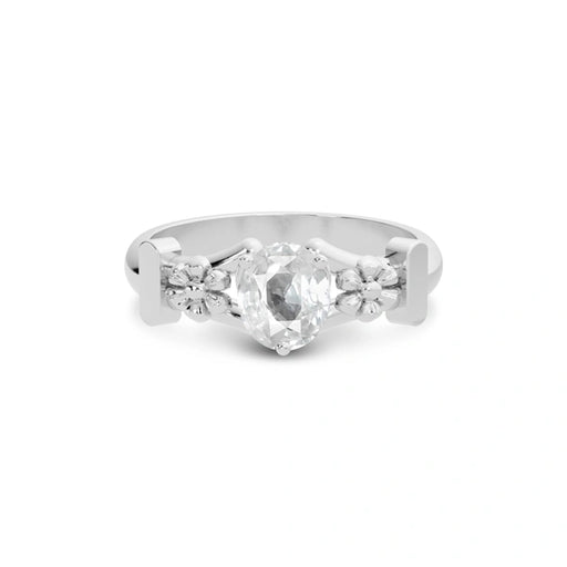 White Sapphire Platinum Ring R18
