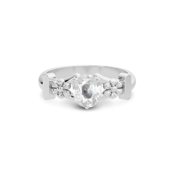 White Sapphire Platinum Ring R18