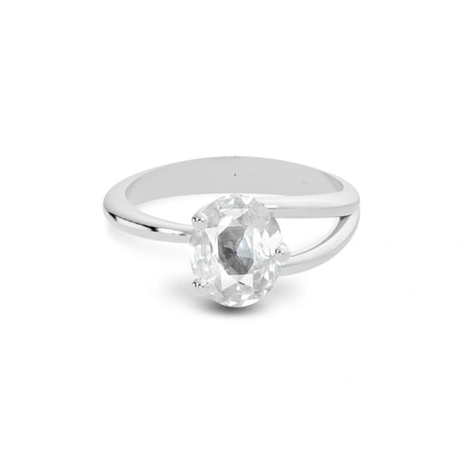 White Sapphire Platinum Ring R19