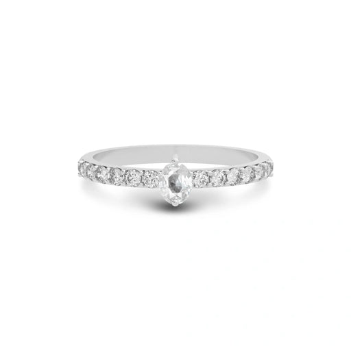 White Sapphire Platinum Ring R20
