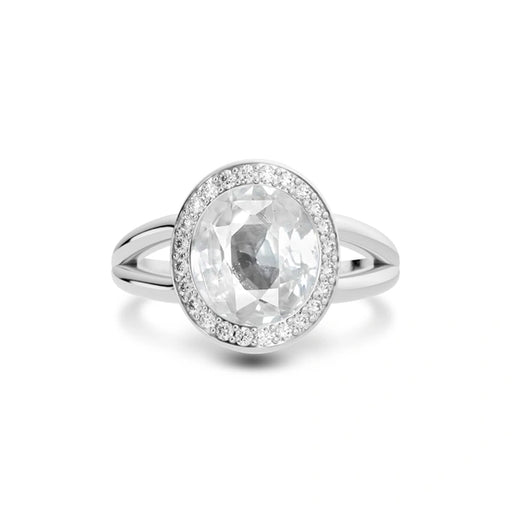 White Sapphire Platinum Ring R21