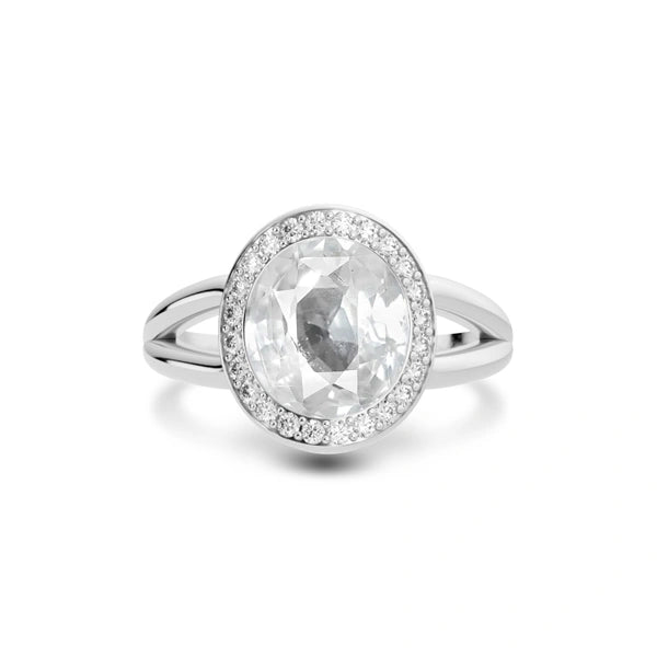 White Sapphire Platinum Ring R21