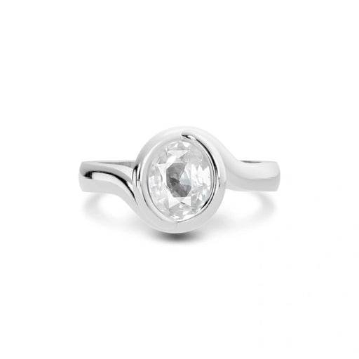 White Sapphire Platinum Ring R22