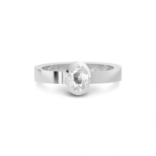 White Sapphire Platinum Ring R23