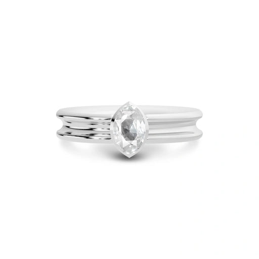 White Sapphire Platinum Ring R24