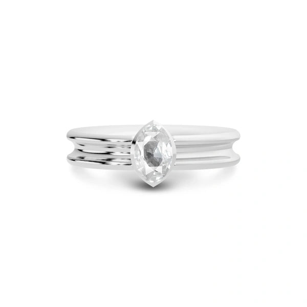 White Sapphire Platinum Ring R24