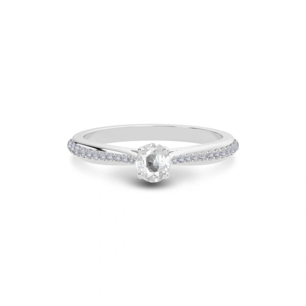 White Sapphire Platinum Ring R25