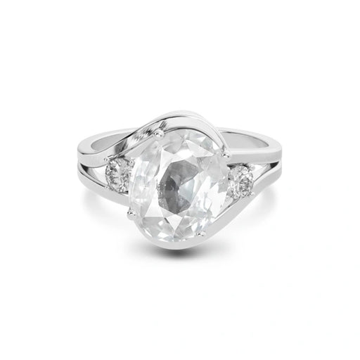 White Sapphire Platinum Ring R26