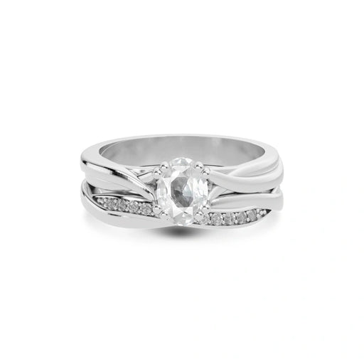 White Sapphire Platinum Ring R27