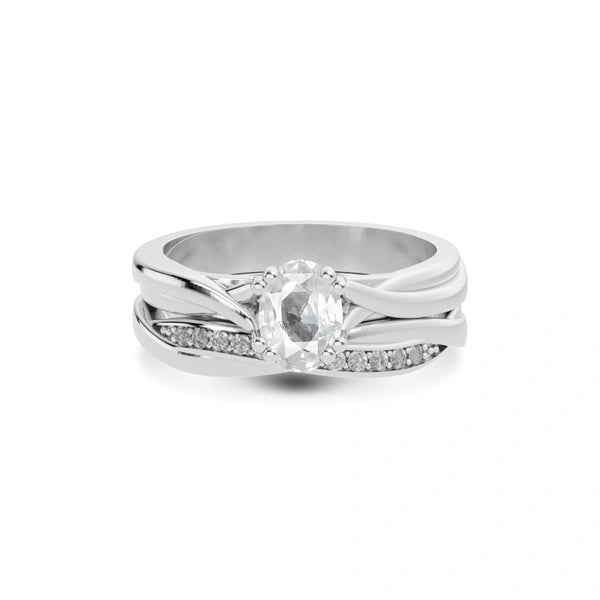 White Sapphire Platinum Ring R27