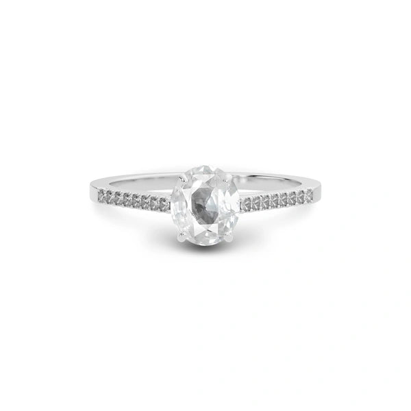 White Sapphire Platinum Ring R28