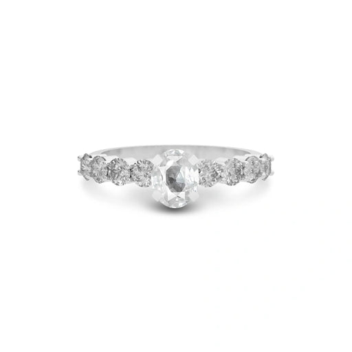 White Sapphire Platinum Ring R29