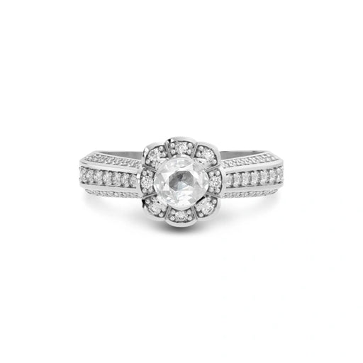White Sapphire Platinum Ring R30