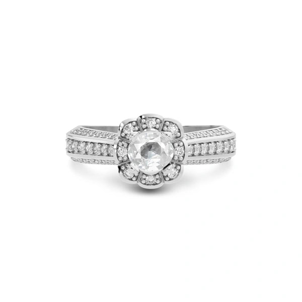 White Sapphire Platinum Ring R30
