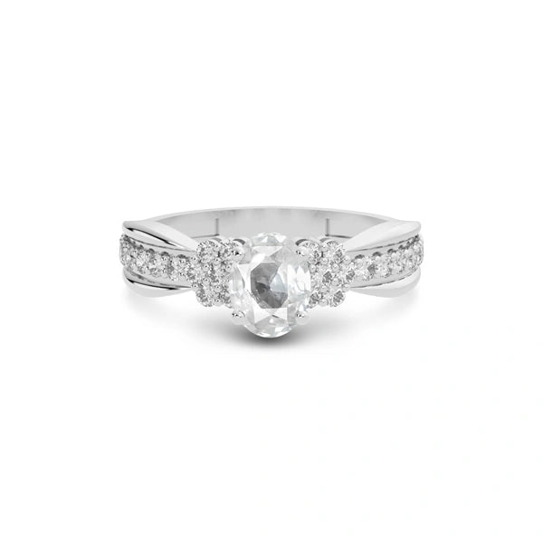 White Sapphire Platinum Ring R31