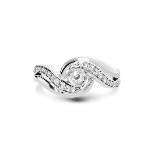 White Sapphire Platinum Ring R32