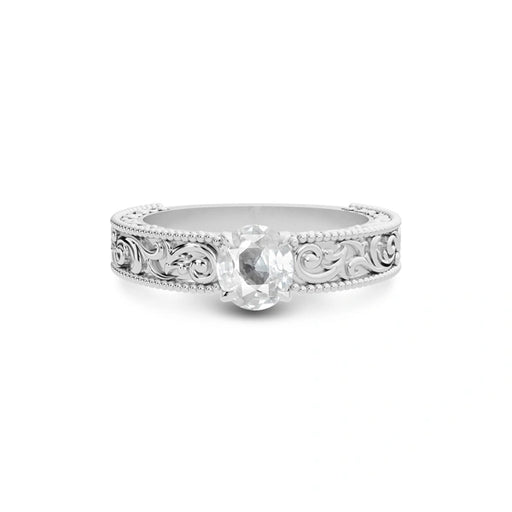 White Sapphire Platinum Ring R33