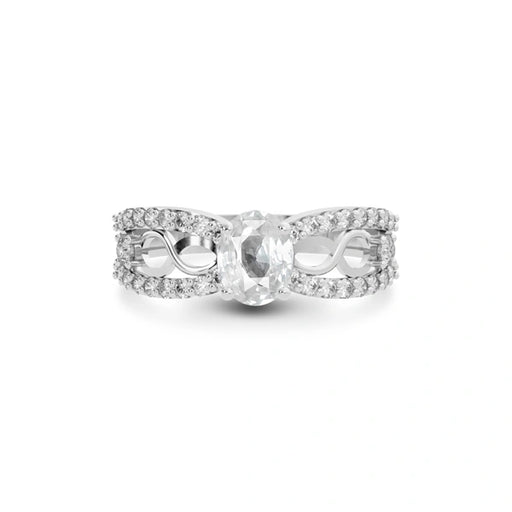 White Sapphire Platinum Ring R34