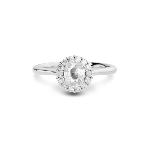 White Sapphire Platinum Ring R35