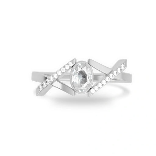 White Sapphire Platinum Ring R36