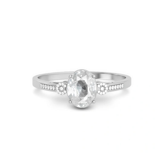 White Sapphire Platinum Ring R37