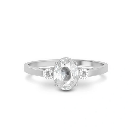 White Sapphire Platinum Ring R38