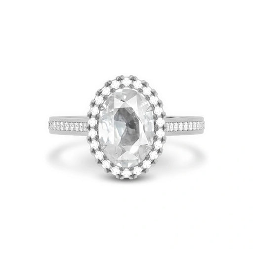 White Sapphire Platinum Ring R40