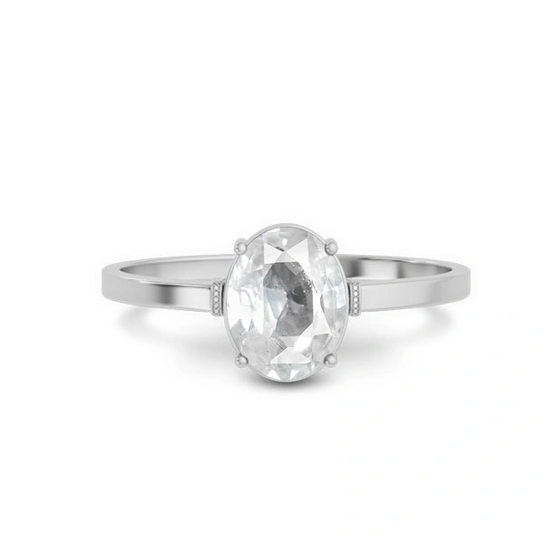 White Sapphire Platinum Ring R41