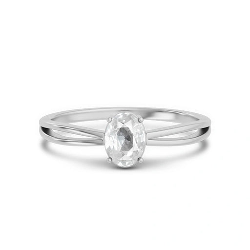 White Sapphire Platinum Ring R43