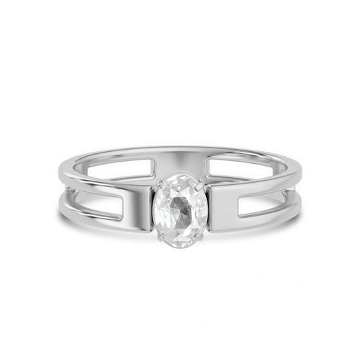 White Sapphire Platinum Ring R45