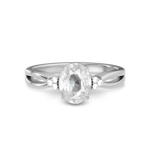 White Sapphire Platinum Ring R46
