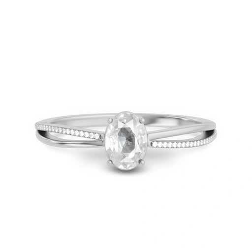 White Sapphire Platinum Ring R47