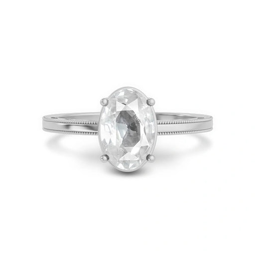 White Sapphire Platinum Ring R48