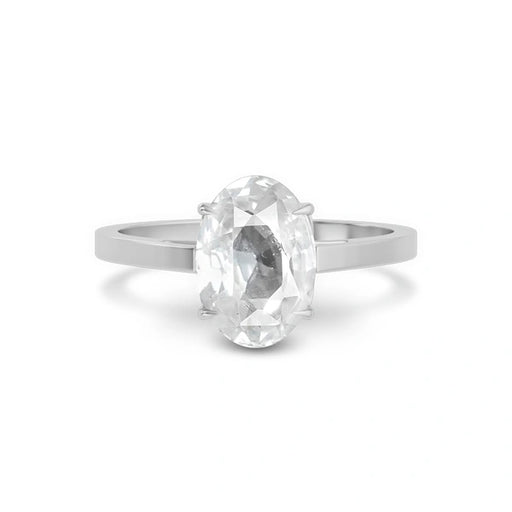White Sapphire Platinum Ring R49