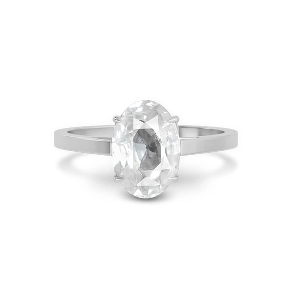 White Sapphire Platinum Ring R49
