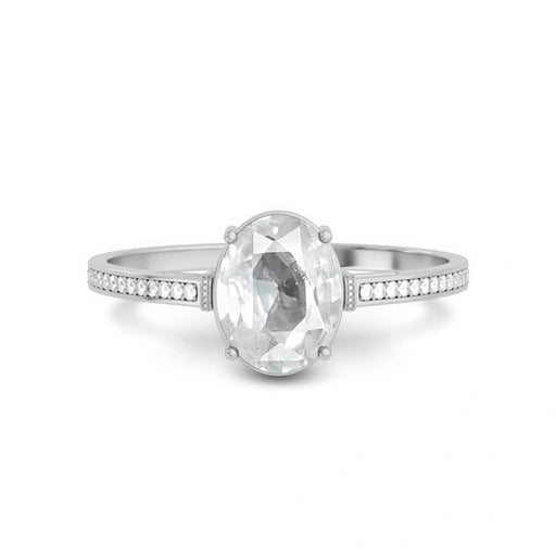 White Sapphire Platinum Ring R50