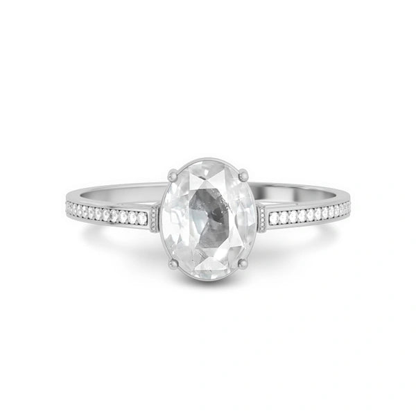 White Sapphire Platinum Ring R50