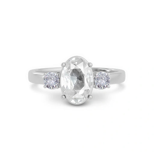 White Sapphire Platinum Ring R51