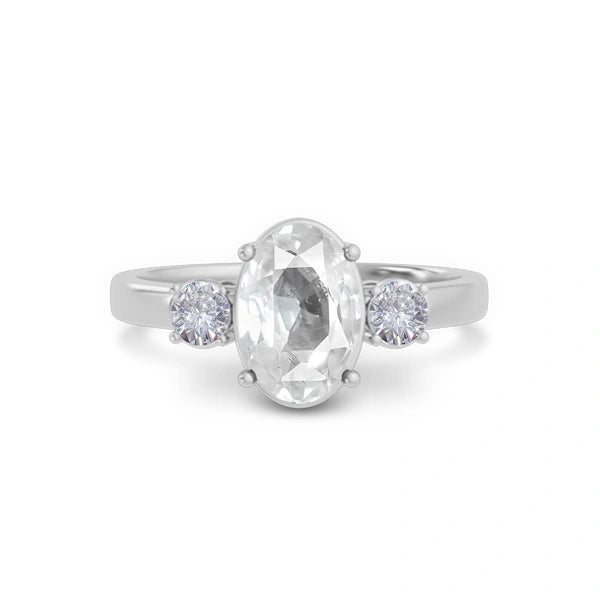 White Sapphire Platinum Ring R51