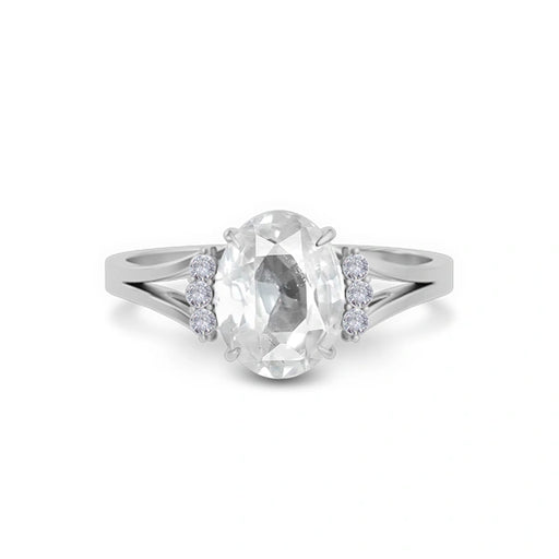 White Sapphire Platinum Ring R52