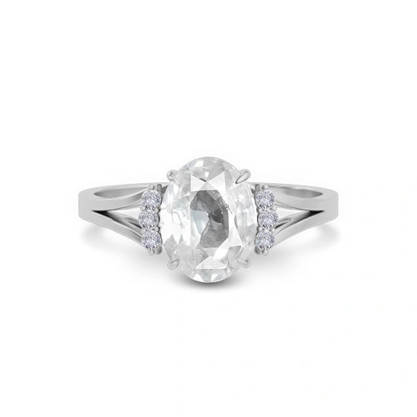 White Sapphire Platinum Ring R52