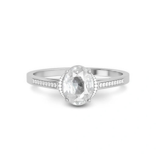 White Sapphire Platinum Ring R53
