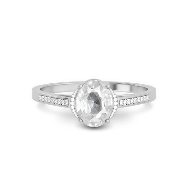 White Sapphire Platinum Ring R53