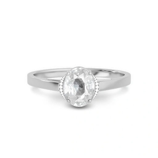 White Sapphire Platinum Ring R54