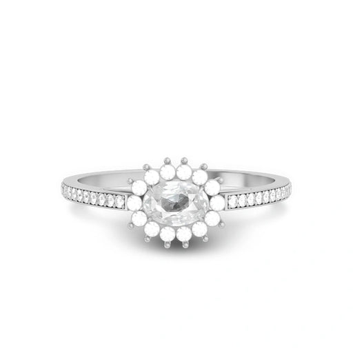 White Sapphire Platinum Ring R55